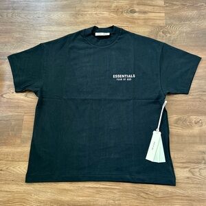 New Authentic Fear of God Essentials Black Short-Sleeve Crewneck Tee SS25